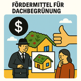 Beratung zur Förderung von Dachbegrünungen in Baden‑Württemberg: Ein Fachberater von Dachbegrünung Schäfer unterstützt Kundinnen und Kunden aus der Region, darunter Ortenaukreis, Freiburg, Karlsruhe und Stuttgart, bei der Planung, Angebotserstellung und Prüfung der Voraussetzungen für kommunale und landesweite Förderprogramme. Das Bild zeigt ein Beratungsgespräch über Zuschüsse für extensive und intensive Dachbegrünungen, inklusive Anforderungen der Bauämter.